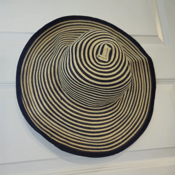 Ann Taylor Sriped Wide Brim Sun Hat - Picture 3 of 7